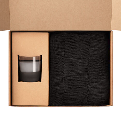Подарочный набор Black Edition, черный (плед, свеча) 2