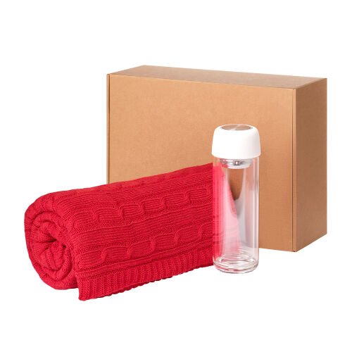 Подарочный набор Bianca, Fado, красный (плед, термобутылка) 1