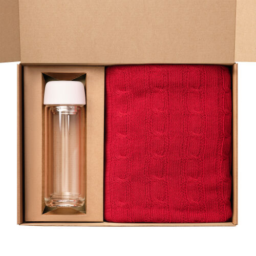 Подарочный набор Bianca, Fado, красный (плед, термобутылка) 2