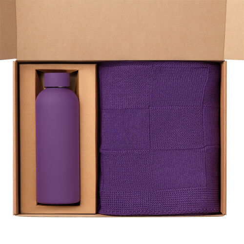 Подарочный набор Prima, Cella, фиолетовый (плед, термобутылка) 2