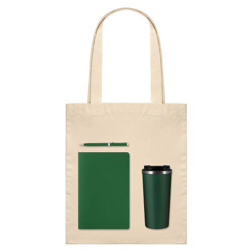 Подарочный набор Medium, зеленый (шоппер, блокнот, ручка, термоб 1