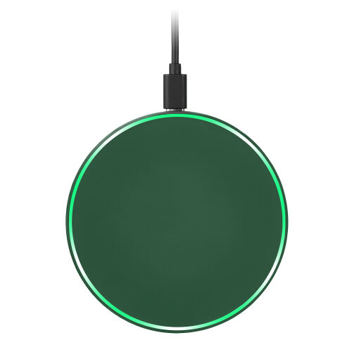 Беспроводное зарядное устройство с подсветкой 15W Auris, зеленое 10