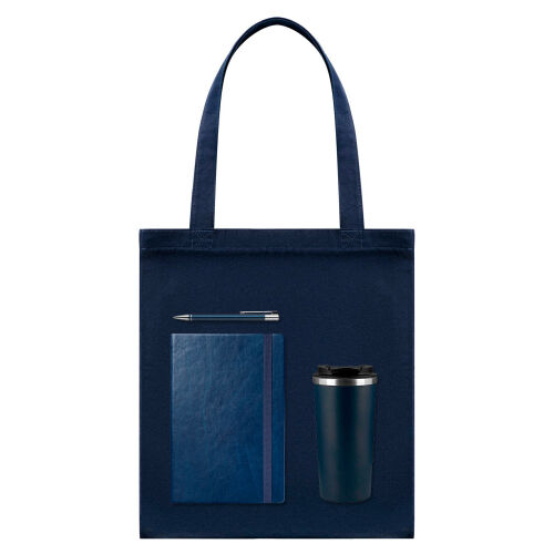 Подарочный набор Medium, синий (шоппер, ежедневник, ручка, термо 1