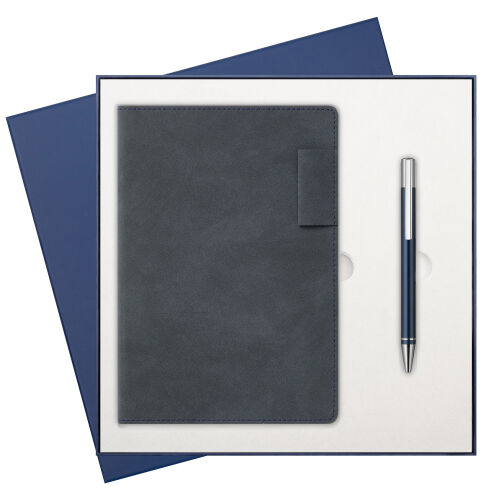 Подарочный набор Teolo, синий (ежедневник, ручка) 1