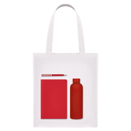 Подарочный набор Medium, красный (шоппер, блокнот, ручка, термоб 1
