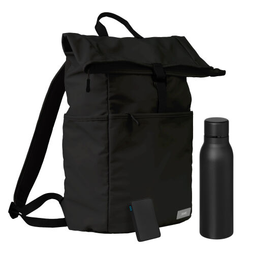 Подарочный набор Boston, черный (термобутылка, ЗУ, рюкзак) 1