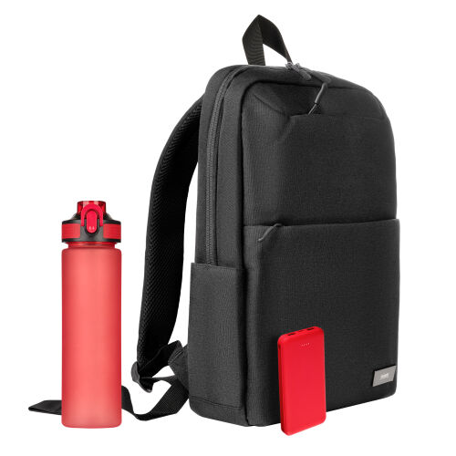 Подарочный набор Forst, черный/красный (бутылка, ЗУ, рюкзак) 1