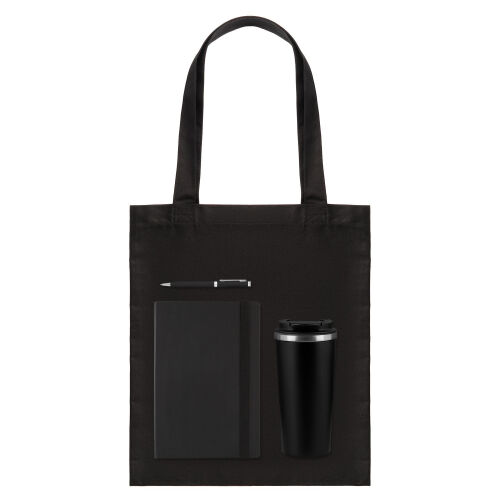 Подарочный набор Medium, черный (шоппер, ежедневник, ручка, терм 1