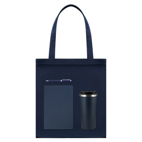 Подарочный набор Medium, синий (шоппер, ежедневник, ручка, термо 1