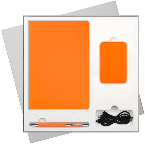 Подарочный набор Spark, оранжевый (ежедневник, ручка, аккумулято 1