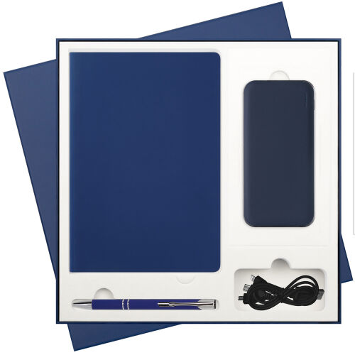 Подарочный набор Spark, синий (ежедневник, ручка, аккумулятор) 1