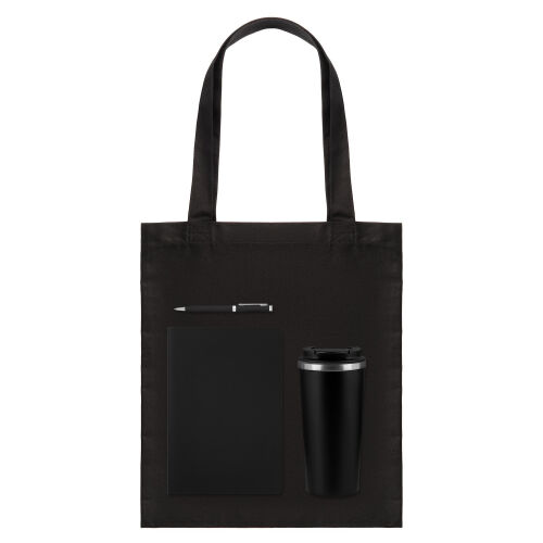 Подарочный набор Medium, черный (шоппер, ежедневник, ручка, терм 1