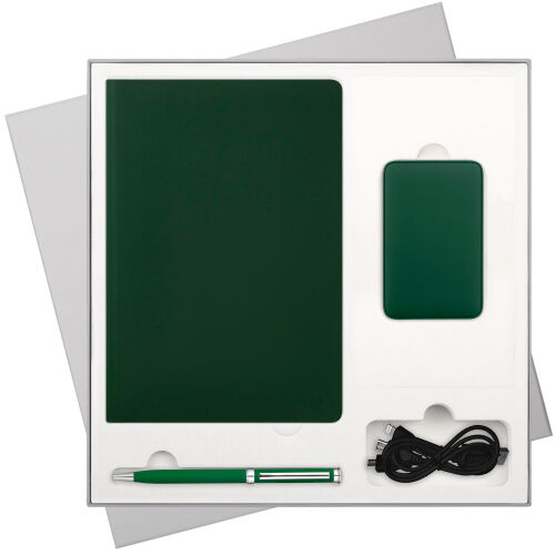 Подарочный набор Spark, зеленый (ежедневник, ручка, аккумулятор) 1