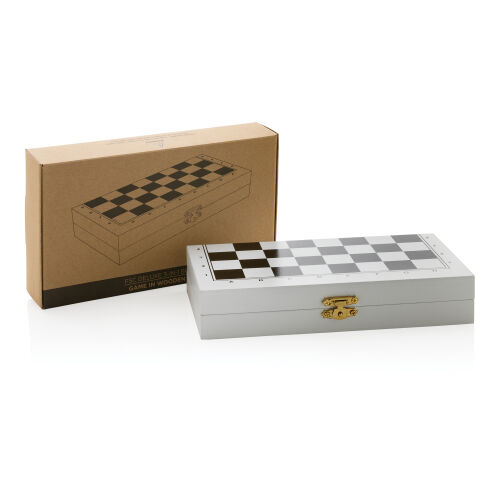 Набор настольных игр 3-в-1 в деревянной коробке FSC® 9