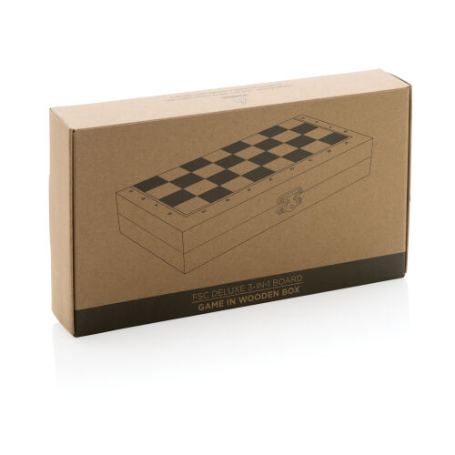 Набор настольных игр 3-в-1 в деревянной коробке FSC® 7