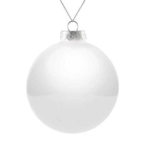 Елочный шар Finery Gloss, 10 см, глянцевый белый 1