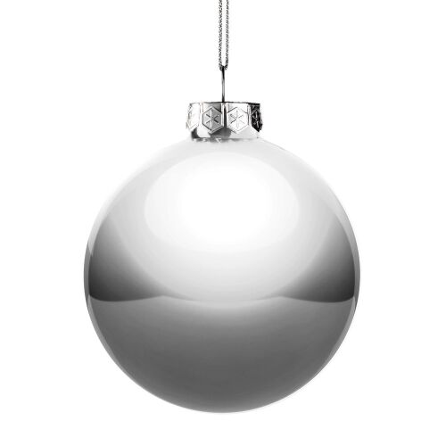 Елочный шар Finery Gloss, 10 см, глянцевый серебристый 2