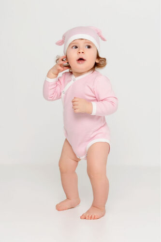 Боди детское Baby Prime, розовое с молочно-белым, размер 80 см 5