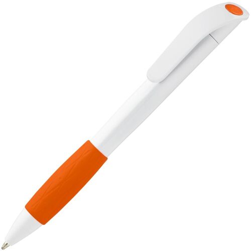 Ручка шариковая Grip, белая с оранжевым 1