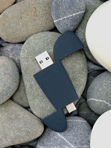 Флешка Pebble Type-C, USB 3.0, серо-синяя, 16 Гб 5