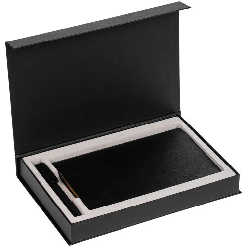 Коробка Silk с ложементом под ежедневник 13x21 см и ручку, черна 3