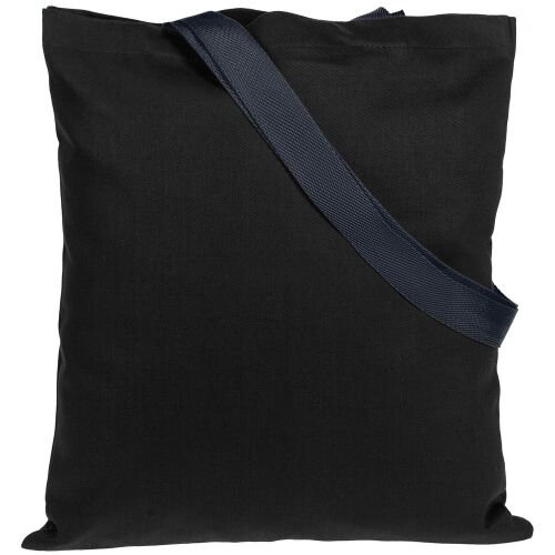 Холщовая сумка BrighTone, черная с темно-синими ручками 2