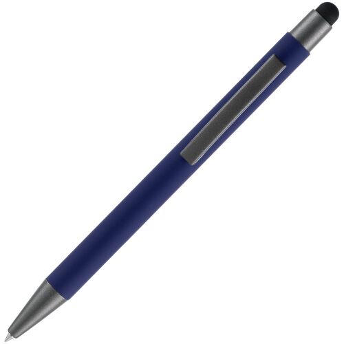 Ручка шариковая Atento Soft Touch со стилусом, темно-синяя 3