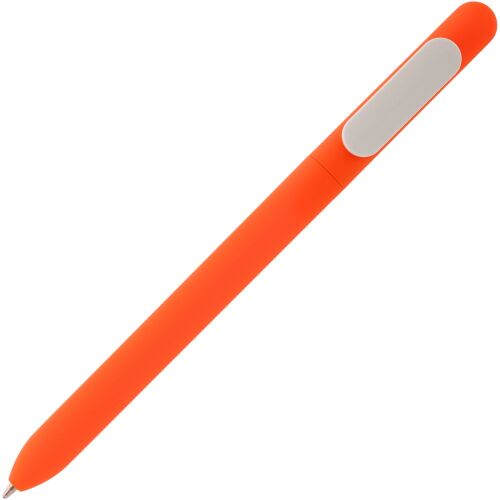 Ручка шариковая Swiper Soft Touch, неоново-оранжевая с белым 2