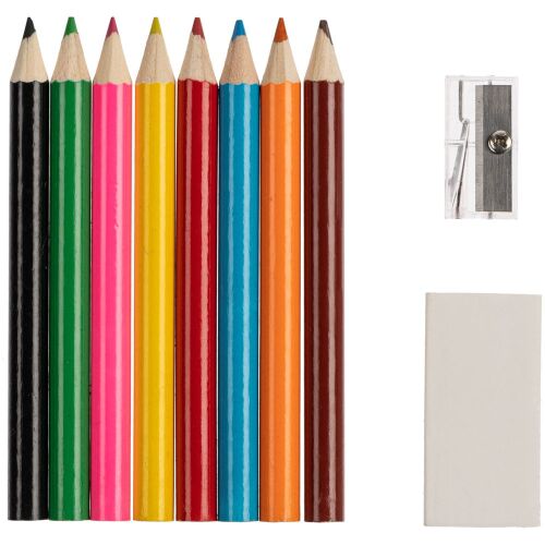 Набор Hobby с цветными карандашами, ластиком и точилкой, белый 3