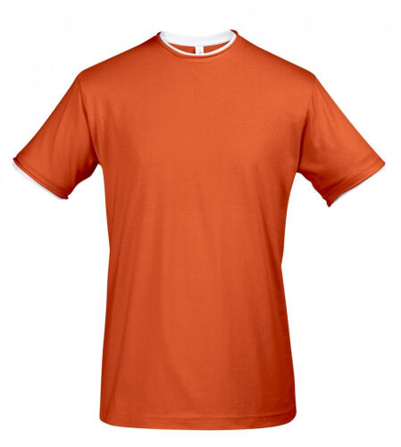 Футболка мужская с контрастной отделкой Madison 170, оранжевый/б 1