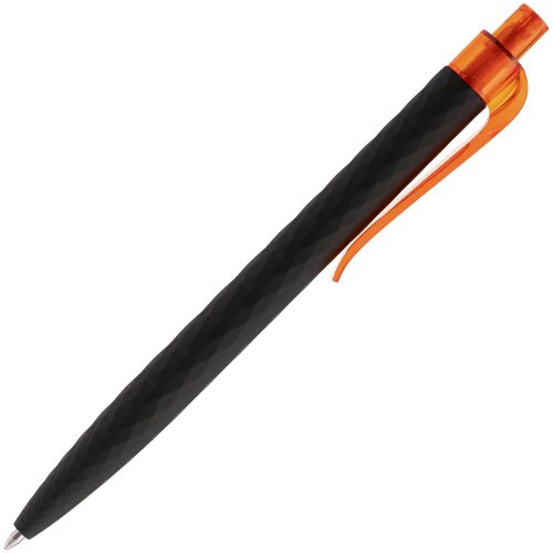 Ручка шариковая Prodir QS01 PRT-P Soft Touch, черная с оранжевым 2