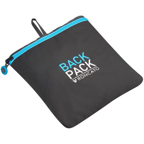 Складной рюкзак Compact Neon, черный с голубым 6