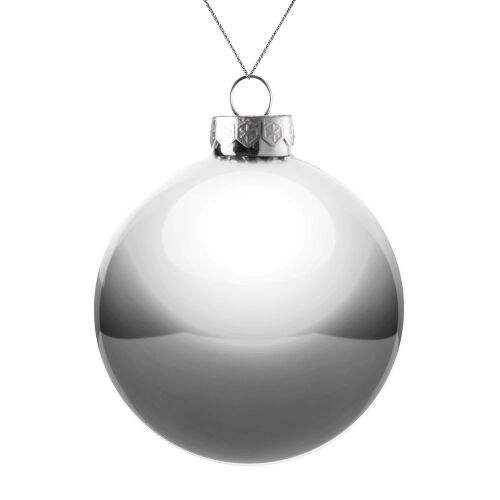 Елочный шар Finery Gloss, 10 см, глянцевый серебристый 1