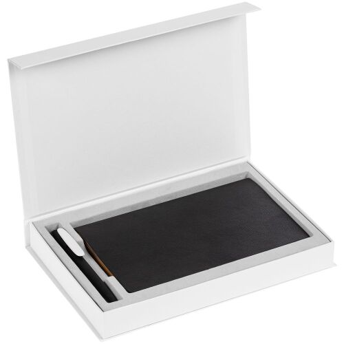 Коробка Silk с ложементом под ежедневник 13x21 см и ручку, белая 3