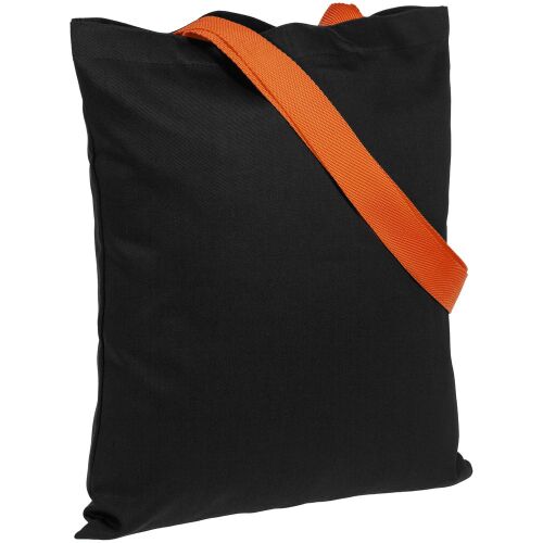 Холщовая сумка BrighTone, черная с оранжевыми ручками 1