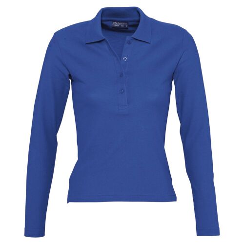 Рубашка поло женская с длинным рукавом Podium 210 ярко-синяя, ра 1
