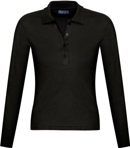Рубашка поло женская с длинным рукавом Podium 210 черная, размер 1