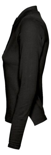 Рубашка поло женская с длинным рукавом Podium 210 черная, размер 3