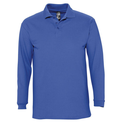 Рубашка поло мужская с длинным рукавом Winter II 210 ярко-синяя, 1