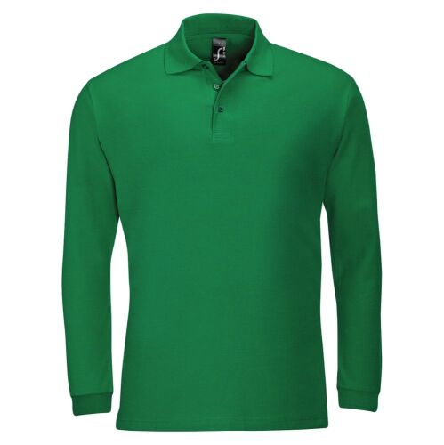 Рубашка поло мужская с длинным рукавом Winter II 210 ярко-зелена 1