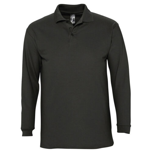Рубашка поло мужская с длинным рукавом Winter II 210 черная, раз 1