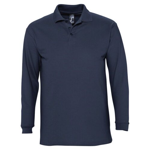 Рубашка поло мужская с длинным рукавом Winter II 210 темно-синяя 1