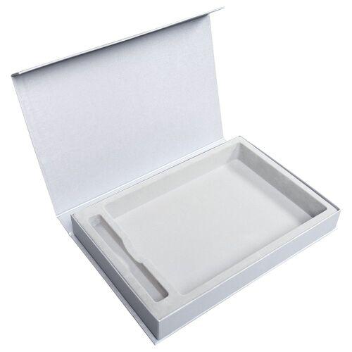 Коробка Silk с ложементом под ежедневник 15х21 см и ручку, сереб 1