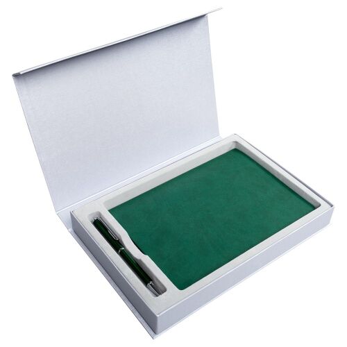 Коробка Silk с ложементом под ежедневник 15х21 см и ручку, сереб 3