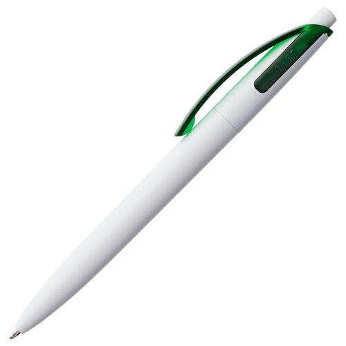 Ручка шариковая Bento, белая с зеленым 2