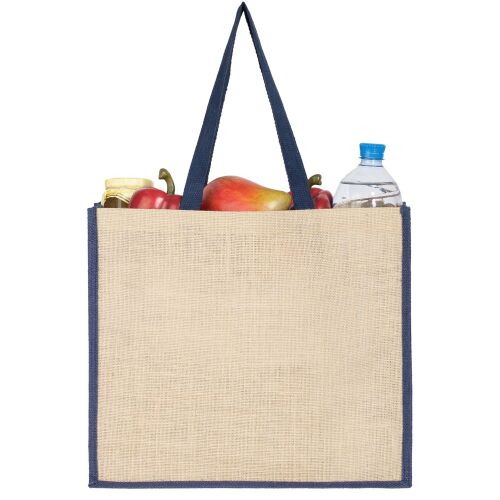Холщовая сумка для покупок Bagari с синей отделкой 5