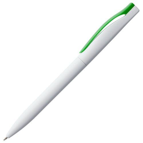 Ручка шариковая Pin, белая с зеленым 2