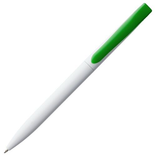 Ручка шариковая Pin, белая с зеленым 3