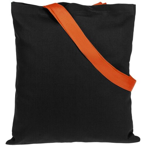 Холщовая сумка BrighTone, черная с оранжевыми ручками 2