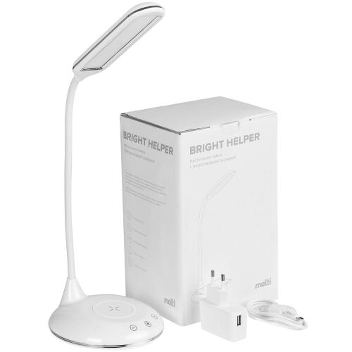Лампа с беспроводной зарядкой Bright Helper, белая 7